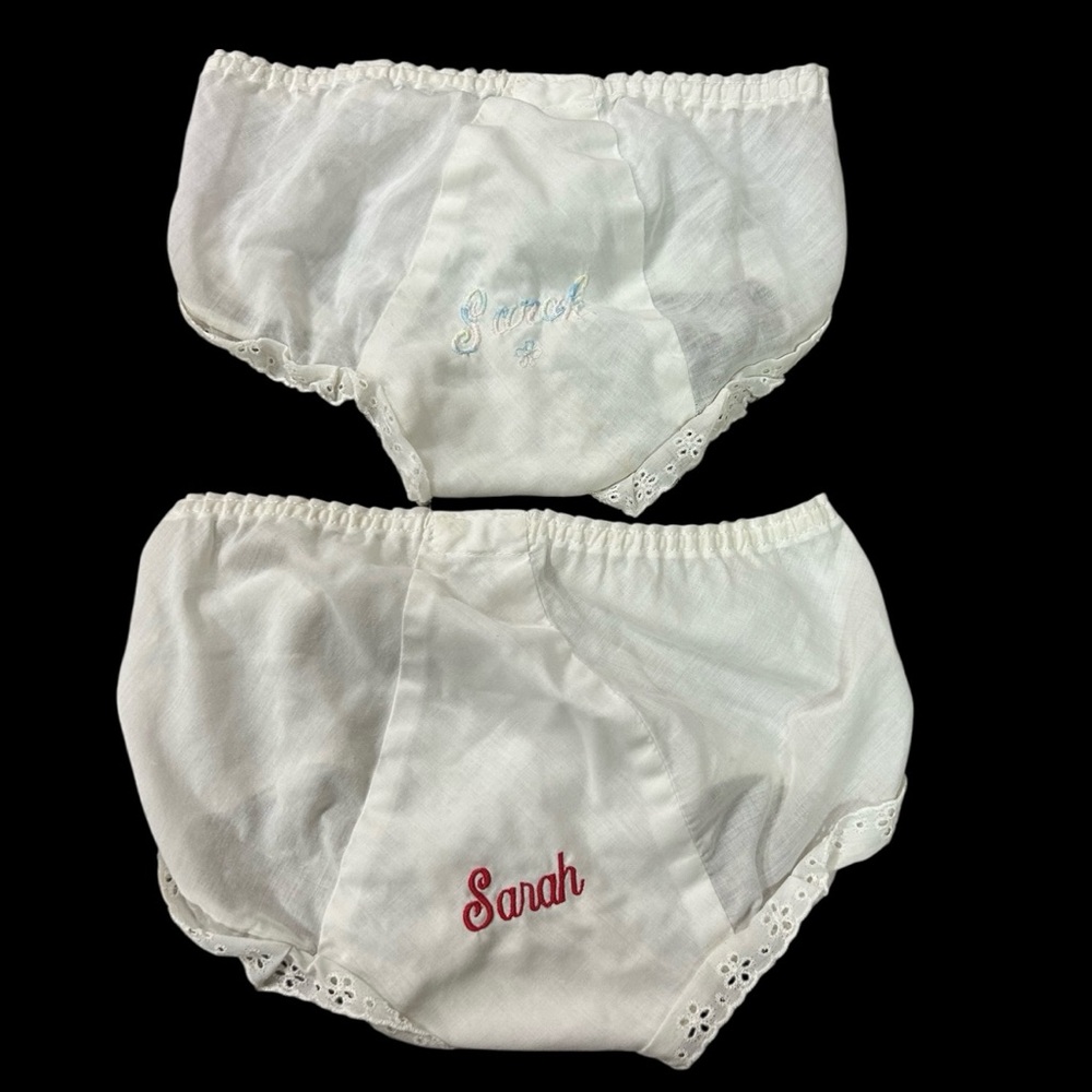 VTG Isaacson-Carrico Girls Double Seat Panty 60s Embroidered SARAH Sz 3 & 5 Lace